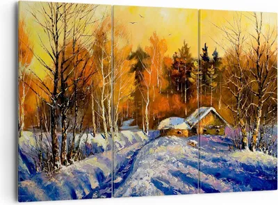 Produktbild von Bild auf Leinwand - Leinwandbild - Winter Wald Wiese - 165x110cm - Wand Bild - Wanddeko - Leinwanddruck - Bilder - Kunstdruck - Wanddekoration - Leinwand bilder - Wandkunst - CE165x110-3535