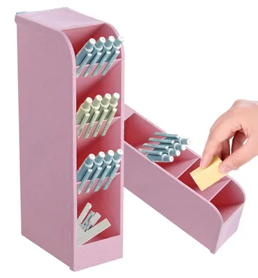 Produktbild von Stiftehalter/Aufbewahrungsbox mit 4 Fächern, multifunktional, für Schule, Zuhause, Büro, Bastelbedarf (rosa)