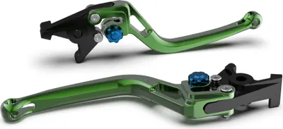 Produktbild von Bremshebel LSL BOW R49R mit ABE für Yamaha YZF-R6 YZF-R1 600 / 1000 ccm Bj. 2015 - 2022, Farbe Hebel:grün, Farbe Versteller:blau
