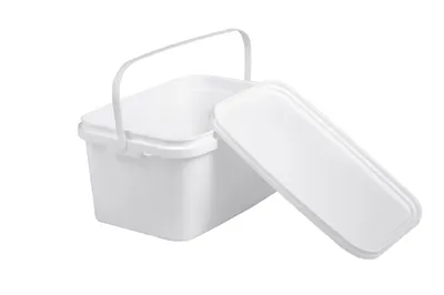 Produktbild von Nipter Eimer mit Deckel 3l, Eimer rechteckig, Plastikeimer weiß, lebensmittelecht, 3 Stück