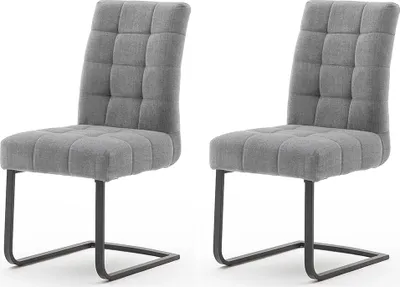 Produktbild von Esszimmerstühle Freischwinger 2er Set mit Metallgriff in grau SVELVIK-05, B/H/T ca. 48/96/64 cm
