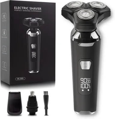Image de Rasoir électrique pour homme UTK 2025, sans fil 3-en-1, étanche IPX7, utilisation sur peau humide ou sèche, écran LED, embouts pour nez et pattes, cadeau pour homme