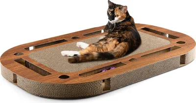 Produktbild von Katzenspielplatz PlayPlate walnuss · mit integrierter Kratzpappe Kratzbrett