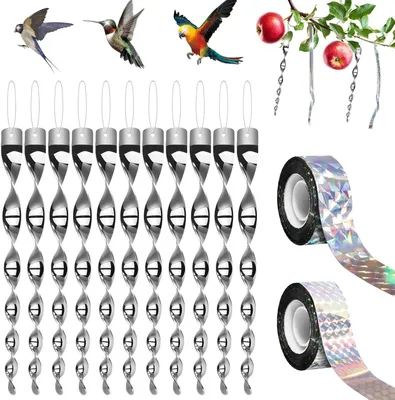 Produktbild von Reflektierende Windspirale Vogelabwehr 12 Stück, silber, für Garten
