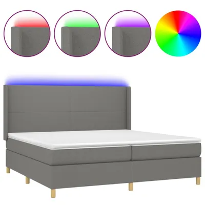 Produktbild von Boxspringbett mit Matratze & LED Dunkelgrau 200x200 cm Stoff