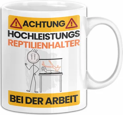 Produktbild von Reptilienhalter Tasse Geschenk Lustiger Spruch Geschenkidee für Reptilienhalter Achtung Hochleistungs Reptilienhalter Bei Der Arbeit (Weiß)