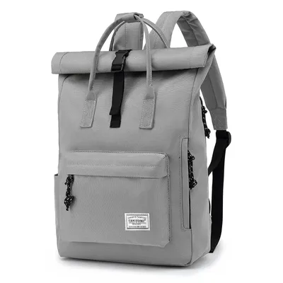 Produktbild von Cityrucksack Rucksack Damen Herren Tagesrucksack mit Laptopfach Modern Rolltop Rucksack Daypack, Wasserabweisend (Blaugrau)