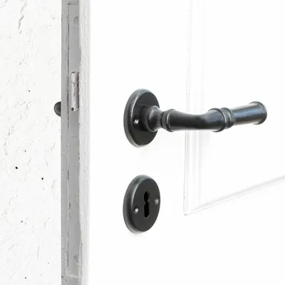 Produktbild von Drückergarnitur für Zimmertüren - Sicherheitsrosette | BB | Eisen schwarz