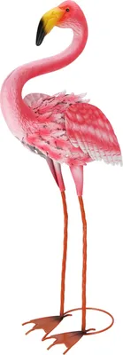 Produktbild von ProGarden Gartenfigur Metall 65 cm Flamingo rosa, robust, detailreich, für Garten, Balkon & Terrasse