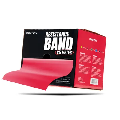Produktbild von Matchu Sports Widerstandsband Rolle 25 Meter - Leicht Rot - Resistance Band Fitnessband Trainingsband
