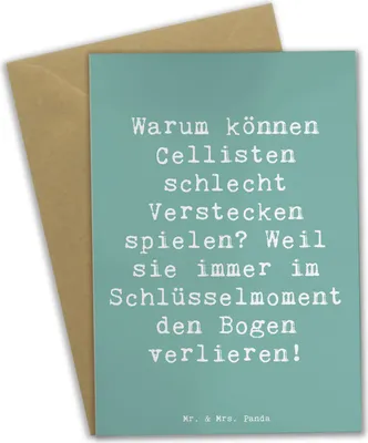 Produktbild von Mr. & Mrs. Panda Klappkarte Spruch Cello Schlüsselmoment - Meeresbrise - Geschenk, Orchester, Instrument, Musikinstrument, Musiker, einladungskarten, Glückwunschkarte