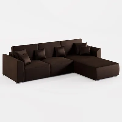 Produktbild von ECKSOFA LUMO L Rechts Braun Velours-Stoff mit Schlaffunktion und Bettkasten