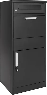 Image de Toboli Boîte à colis verrouillable noire 1120 x 500 x 370 mm, Boîte aux lettres sur pied, pour colis max. 150 x 400 x 400 mm, Usage domestique courrier