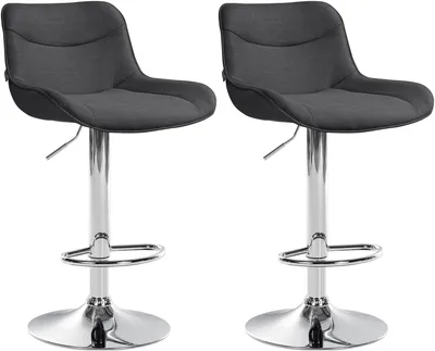 Produktbild von CLP 2er Set Barhocker Vonore Stoff höhenverstellbar und 360 Grad drehbar dunkelgrau Gestell Farbe chrom