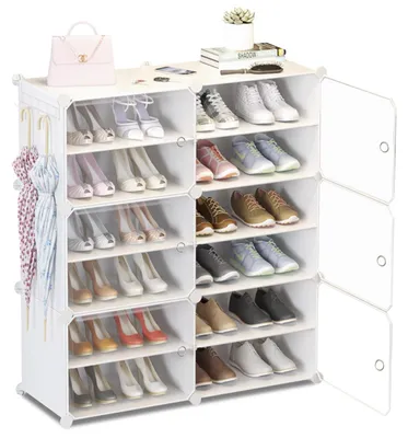 Produktbild von Multifunktionale Schuhschrank mit Tür und 12 Regalen