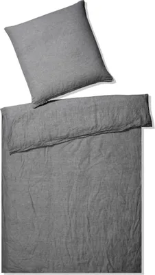 Produktbild von elegante Halbleinen-Bettwäsche-Garnitur Breeze Farbe dunkelgrau Größe 200x220+2x70x90cm