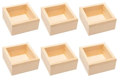 Produktbild von Set aus 6 kleinen Holzboxen zur Dekoration und für Pflanzen