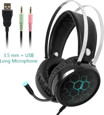 Zdjęcie produktu dla Profesjonalny zestaw słuchawkowy dla graczy 7.1 z dźwiękiem przestrzennym i mikrofonem do komputera PC Xbox One PS4 RGB Light 3,5 długości Mi