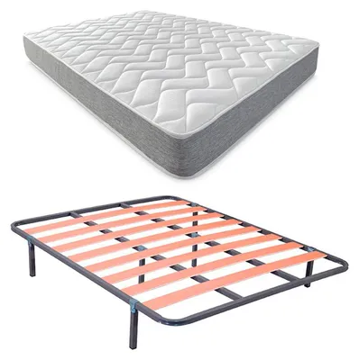 Bett mit Wendematratze 90x190 cm + Lattenrost, grau