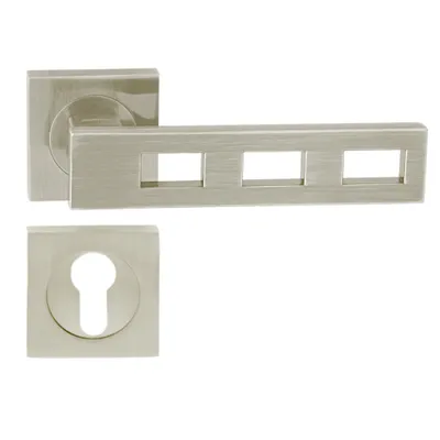 Produktbild von DOMINO Türgriff Drückergarnitur PZ - Profilzylinder Set | Vierkant-Rosette | Türklinke für Zimmertür, Bürotür, Kellertür & Innentür | Türbeschläge aus Aluminium | Bronze Türdrückergarnitur | TRE-QR M9