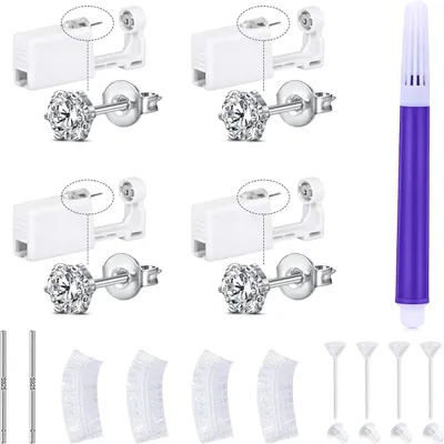 Imagen del producto de Juego de pendientes con herramientas para perforación, de 3/4/5 mm, 4 unidades, para la perforación de las orejas