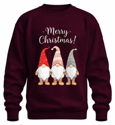 Obrázek produktu pro Veselé Vánoce! Vánoční skřítek Gnome Roztomilá vánoční mikina uni, Burgundy, L