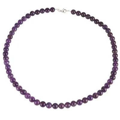 Produktbild von Kette Collier aus echtem Amethyst & 925 Silber violett Kugelkette Halskette für Damen