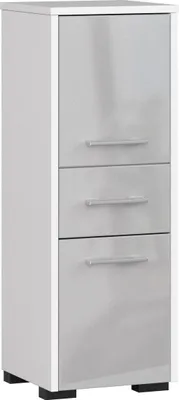 Produktbild von Freistehender Badezimmerschrank: eine Schublade, Weiß / Metallisch glänzend