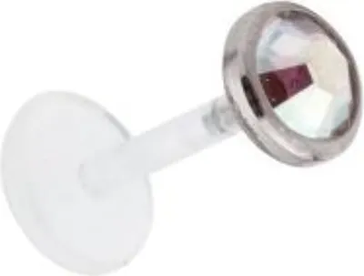 Produktbild von Labret Bioplast Lippen Piercing Aufsatz Titan Kristall Stein 3mm Flach -Rainbow FTAJ3F