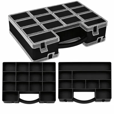 Produktbild von Sortimentskasten Kleinteilemagazin Organizer Sortimentsbox Sortierbox Schwarz