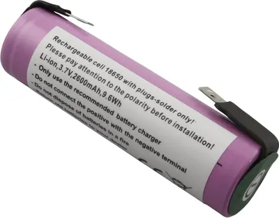 Immagine prodotto di Avizar, batteria ricaricabile 18650 celle 3,7 V 2600 mAh Li-Ion con linguette di saldatura, viola
