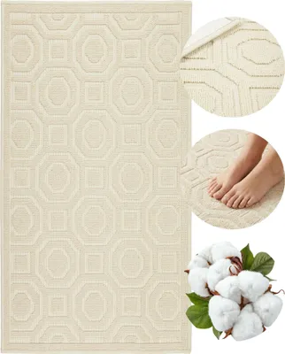 Produktbild von Badematte - Beigefarben - 60x90 Cm - Ägyptische Baumwolle - Rutschfest - 1500 g/m2 - Waschbar - LINO