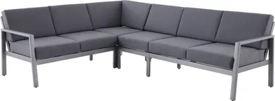 Produktbild von Dehner Garten-Lounge Chicago, variabel gestaltbare Ecklounge, 5 Sitzplätze, inkl. Polster, Sitzhöhe 45 cm, Aluminium / Polyester, grau