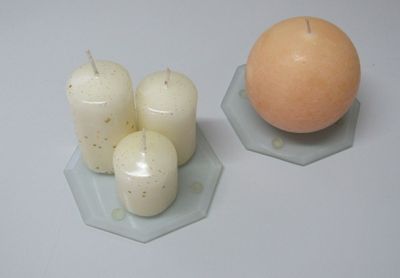 2x Glasuntersetzer Untersetzer Glas Milchig Kerzen Gläser Deko Kerzenteller 13cm