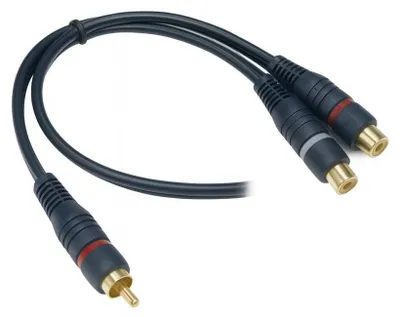 Image de Adaptateur en Y câble RCA pour subwoofer 1x mâle vers 2x femelle