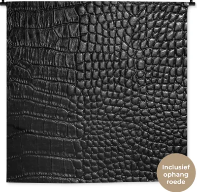 Produktbild von MuchoWow® Wandteppich Wandbehang Leder - Strukturiert - Schwarz - Grau 150x150 cm Tapisserie Dekoration Wandtuch - Wohnaccessoires - Modernes