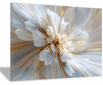 Immagine prodotto di Decorazione murale moderna astratta con un fiore, dipinta su tela e incorniciata