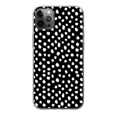 Produktbild von MuchoWow® Handyhülle Schutzhülle Hülle für iPhone 13 Pro Max Polka dots - Schwarz - Weiß Silikon Softcase Handy Hülle - Mobiltelefon