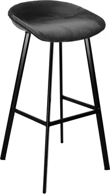 Produktbild von Kick Collection Barhocker Finn - 70cm - Dunkelgrau - Samt Stoff - Erhältlich in vielen Farben