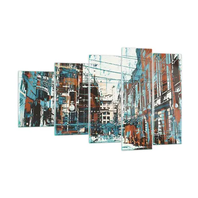 Produktbild von Bilder auf glas - Stadt Straße Haus - 100x60cm - Glasbilder - Wandbilder - Kunstdruck - zum Aufhängen bereit - Wanddekoration aus Glas - Glas Bilder - Wandbild auf Glas - 5 Teile - GEG100x60-3806