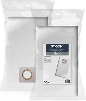 Productafbeelding van SQOON® Stofzuigerzakken geschikt voor Makita DVC660 / DVC665 Series – 10 Stuks – Hoogwaardige vervanging voor optimale stofopname