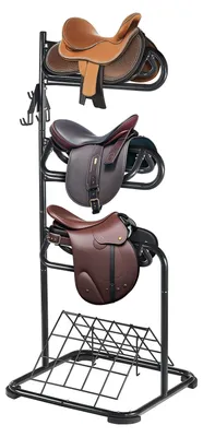 Image de Porte-selle autoportant VEVOR, porte-selle à 3 niveaux, porte-housse robuste, amovible et pivotant, porte-selle de style anglais et occidental