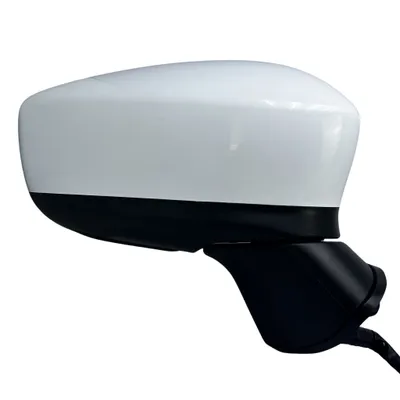 Immagine prodotto di Specchietto retrovisore esterno destro BILMAX di ricambio per Mazda 3 2014-2016: regolabile elettricamente, riscaldato, ripiegabile manualmente, con indicatore di direzione, primerizzato bianco, 7 cavi