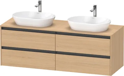 Produktbild von Duravit Ketho.2 Wastafelonderkast 160x55x56,8 cm Mat Natuur Eiken