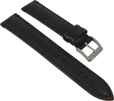 Produktbild von Uhrenarmband echt Kalbsleder schwarz mit Naht Minott 27782, Stegbreite:22mm