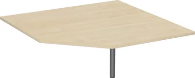 Produktbild von Geramöbel Verkettungsplatte Fünfeck 90° mit Stützfuß, mit Kabelführung, inkl. Verkettungsmaterial, höhenverstellbar, 1225x1225x680-820, Ahorn/Silber, S-617510-AS