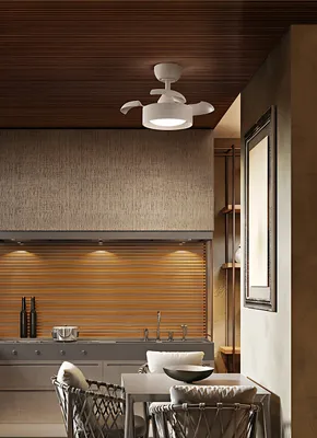 Immagine prodotto di Ventilatore da Soffitto con Luce LED Integrata 22W e Pale a Scomparsa in Acrilico Colore Sabbia, Motore DC 40W, Diametro 55cm - Perenz