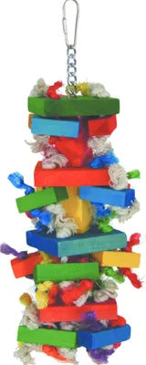 Produktbild von Kreatives Papageienspielzeug Mit Knoten Und Bunten Holzblöcken 33 Cm