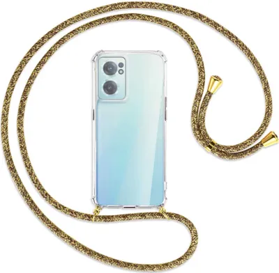 Produktbild von Handykette Backcover-Schutzhülle mit Band (Metall goldfarben) für OnePlus Nord 2 CE - braun+beige