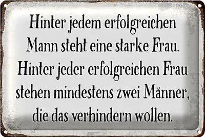Produktbild von Blechschild Spruch 30x20cm hinter jedem Mann steht Frau